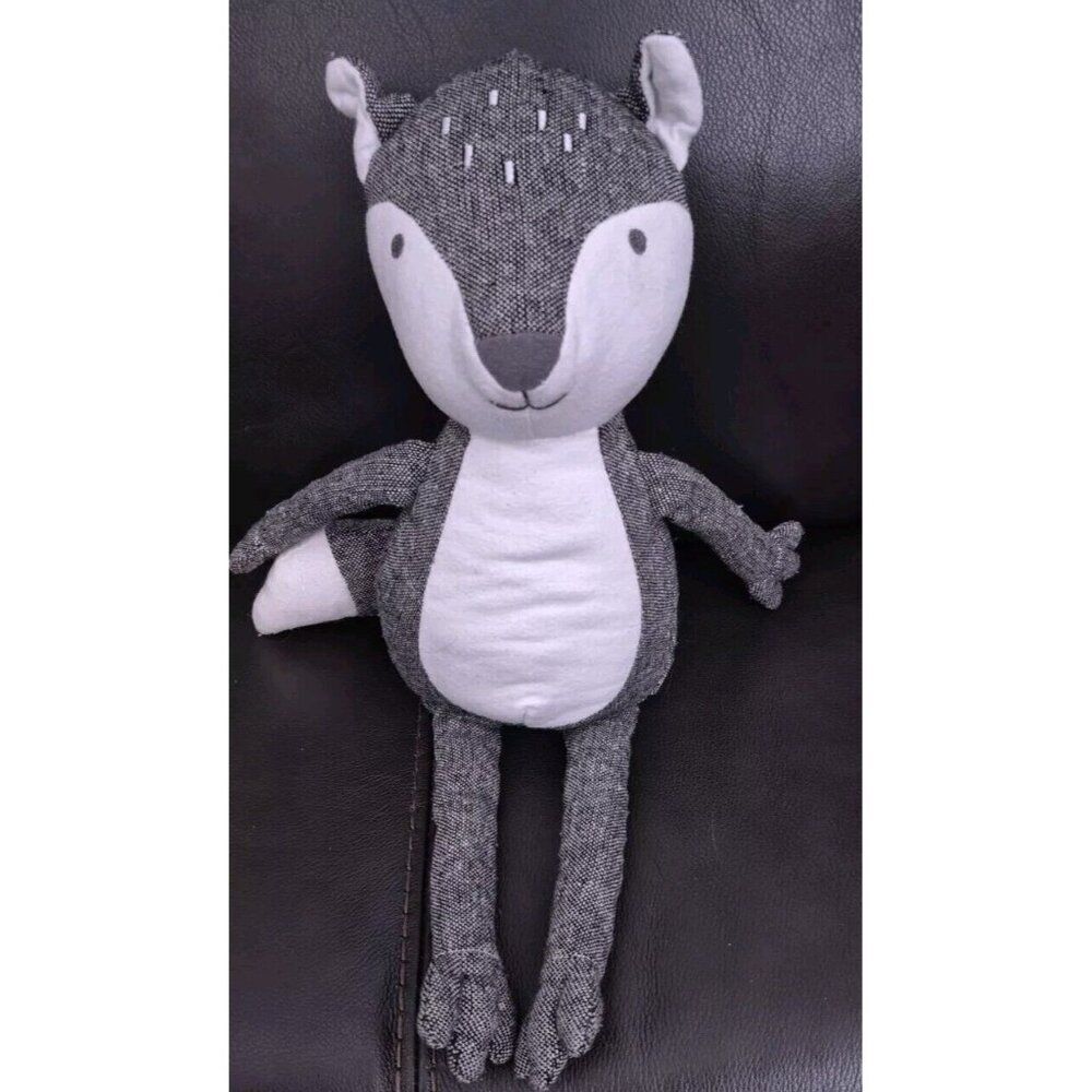 Cloud Island Nursery Woodland Grey Fox Plush Stuffed Animal Toy  Sewn Eyes 17"